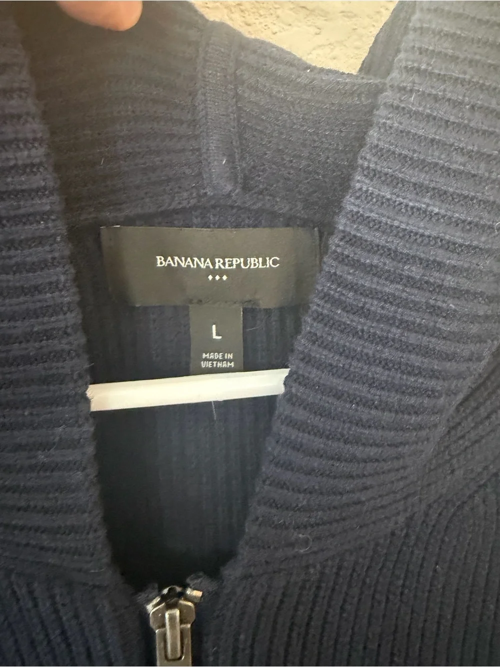Banana Republic Men's Navy Full-Zip Hooded Sweater